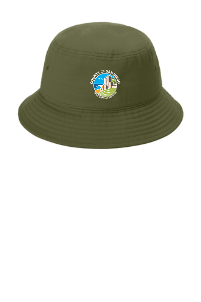bucket hat with embroidered logo