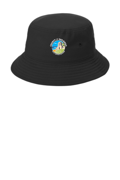bucket hat with embroidered logo