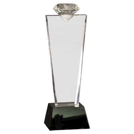 11" Crystal Diamond Top Award on Black Pedestal Base