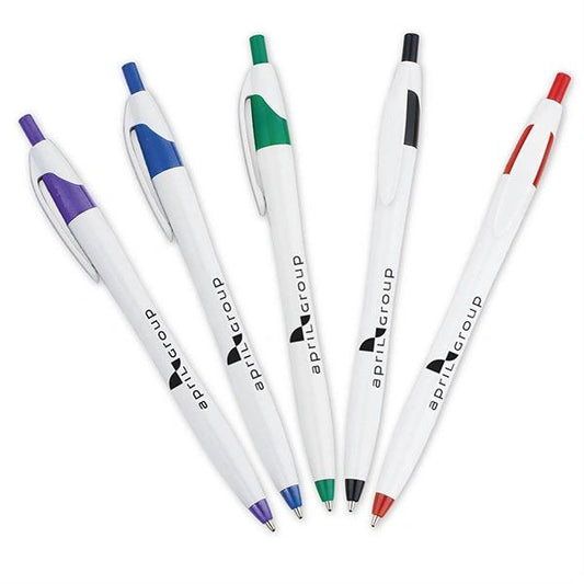 200 White Barrel Ball Point Click Pen - Setup included Free shipping