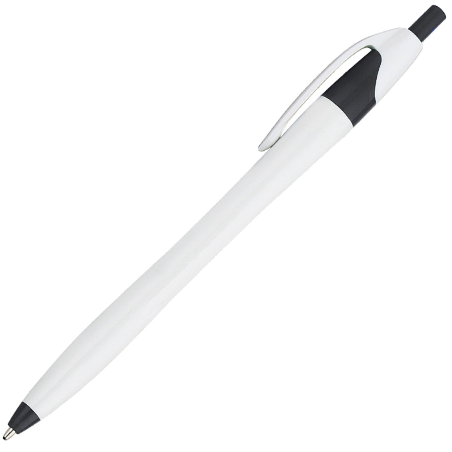 200 White Barrel Ball Point Click Pen - Setup included Free shipping